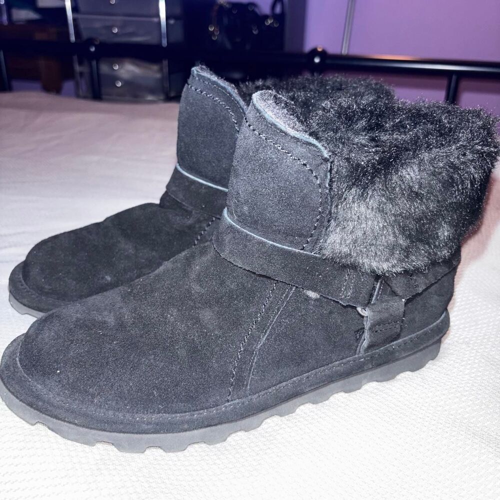 Bearpaw Women's Black Ankle Fur Lined Boots